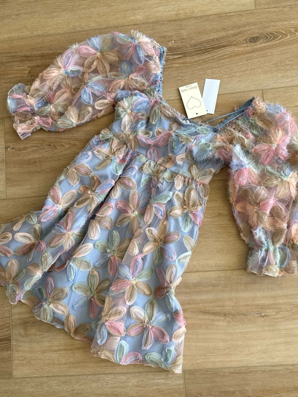 Allison +Kelly Puff Sleeve Flower Dress